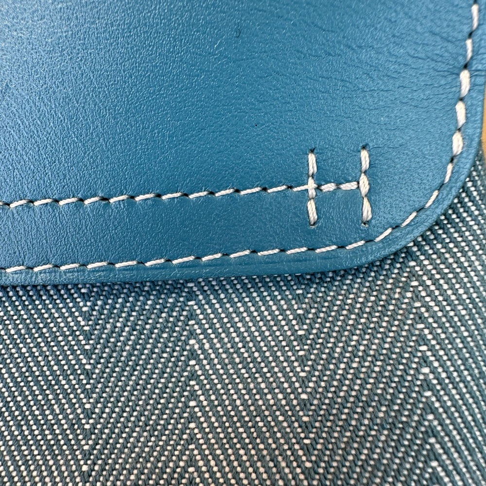 Hermes Valparaiso PM Bag Blue Chevron Canvas Blue Leather, Pouch, Dustbag COA - Picture 9 of 17